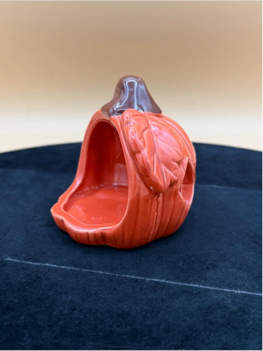 Ceramic Pumpkin Tealight Candle Holder Luminary Orange Brown Fall Halloween